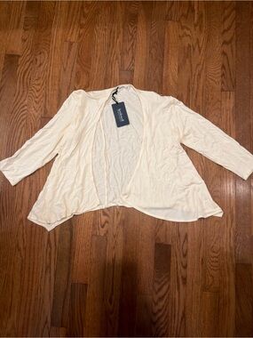Lafayette 148 Lightweight Cream Open-Front Cardigan